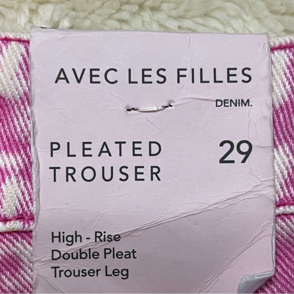 Avec Les Filles High Rise Pleated Trouser Wide Leg 90s Pink NWT Sz 29 Barbiecore - Picture 9 of 13